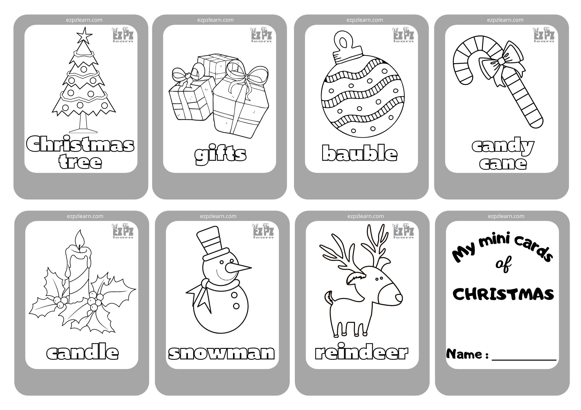 Christmas1 Mini Cards Coloring